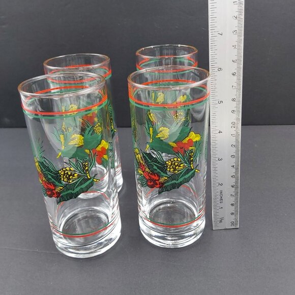 Libbey Cocktail Highball Glasses Christmas Holly Berries Pinecones-Tumblers VTG - Picture 10 of 12